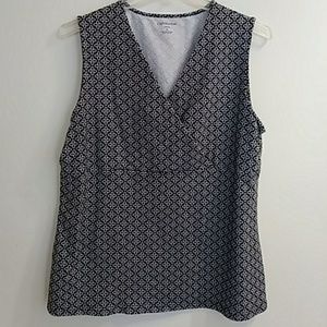 Black & white cotton sleeveless top